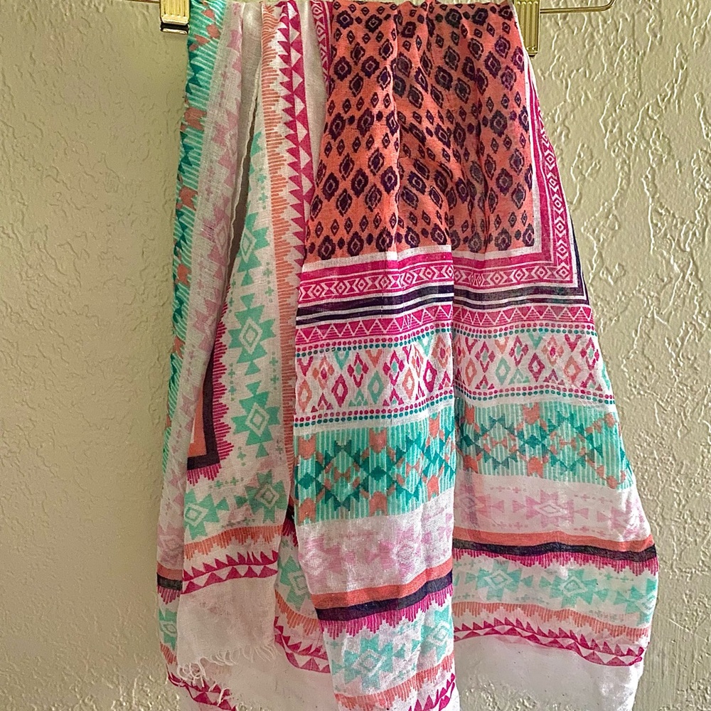 Large Scarf • Shawl • Wrap • Wall Tapestry • Aztec & Geometric Print